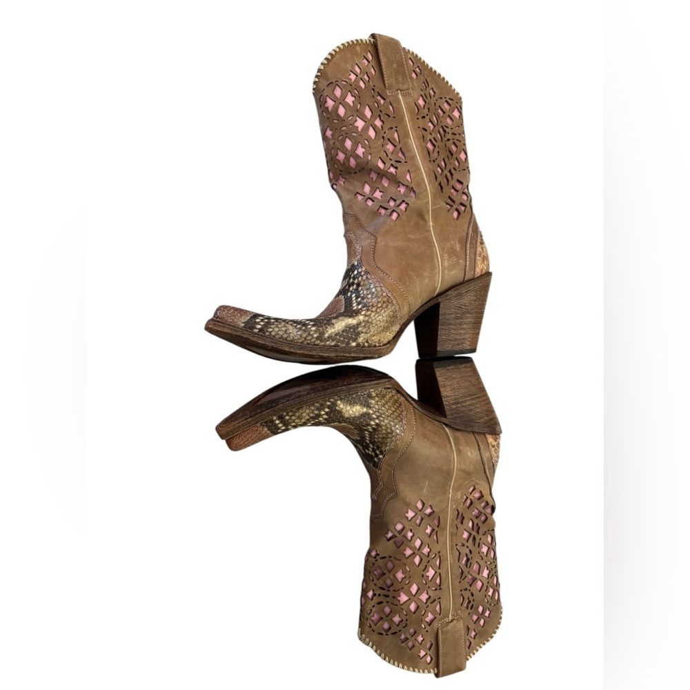 Corral Snakeskin Laser Cut Western Boots Size 9M - Picture 7 of 15